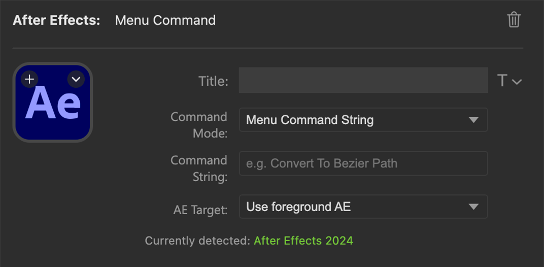 Menu Command property inspector