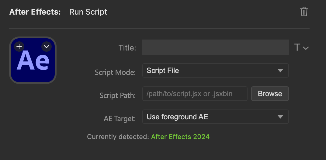 Run Script property inspector